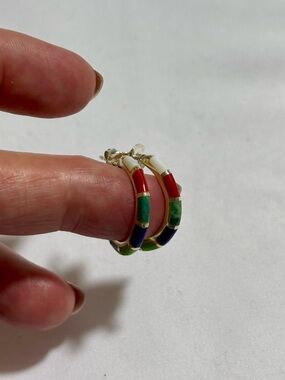 Silpada Sterling Multi-Color Inlay Hoop Earrings - Women Jewelry